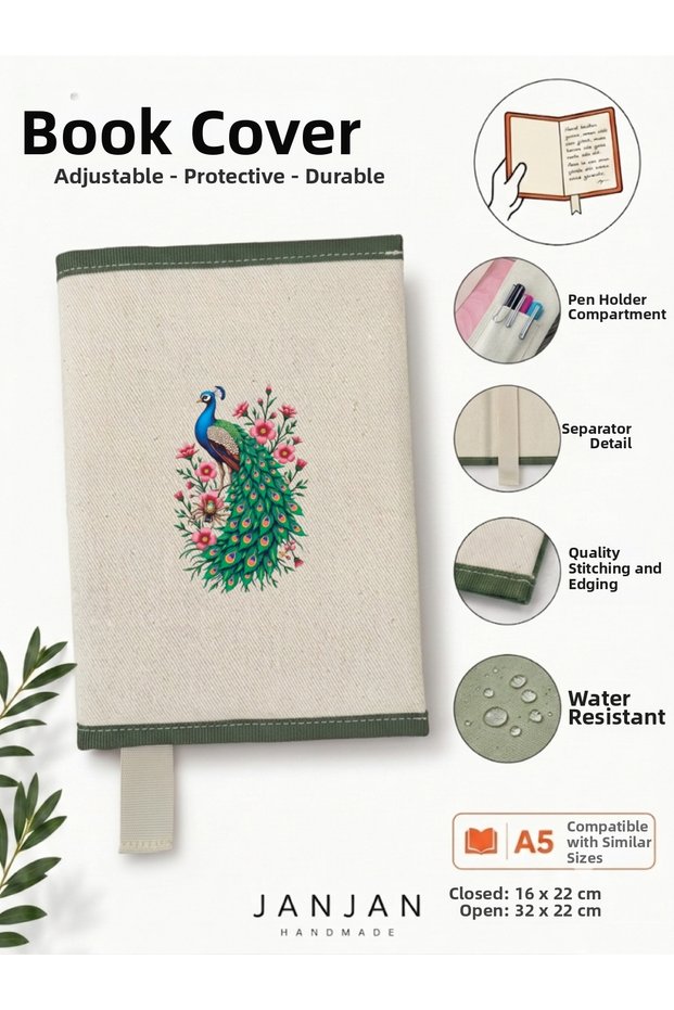 Natural Fabric Book Cover,Washable Book Cover,Book Protector,32X22 cm Book Protective Bag,Book Sleeve,Book Bag,Book Lover Gift,Organizer,Notebook Agenda Cover