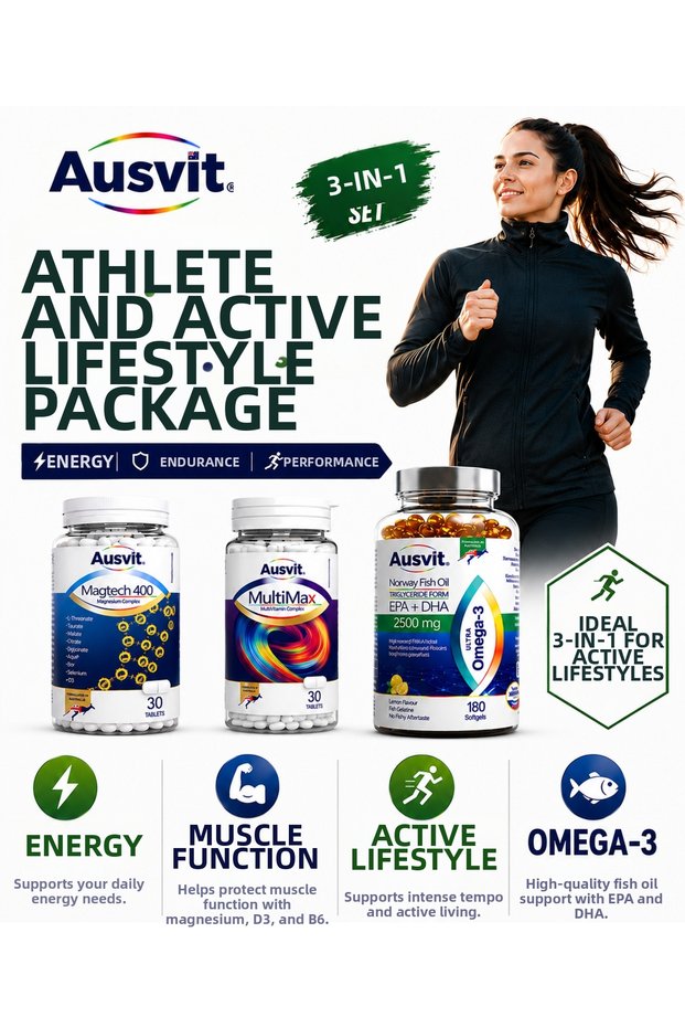 Sportsman and Active Lifestyle Pack 3-Pack Omega-3 Magnesium and Multivitamin Support