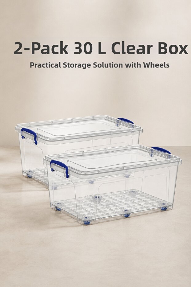 30 Lt Toy Storage Box with 2 Wheels, Toy Organizer - Children's Room Organizer