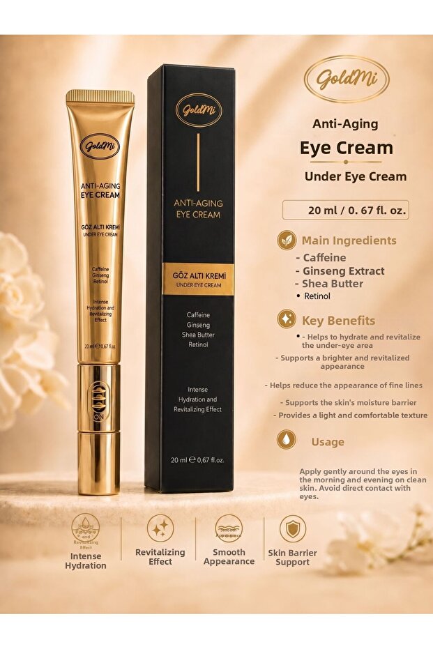 Anti-Aging and Anti-Wrinkle Under-Eye Dark Circle and Bag Removal Cream with Massage Head, Shea Butter, Retinol, and Ginseng Extract