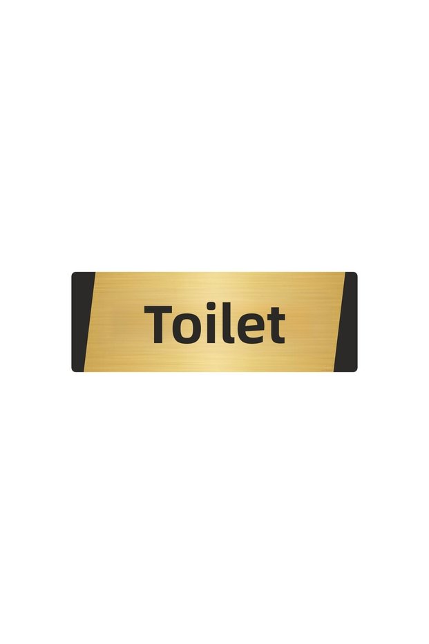 Toilet Metal Warning Sign 5X20 cm Gold Color