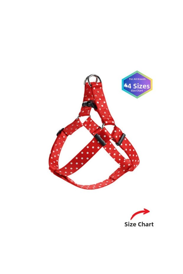 Red Point Patterned Multi-Adjustable Dog Chest Harness