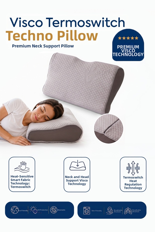 Visco Thermoswitch Techno Premium Visco Pillow with Neck Support 54X30 cm
