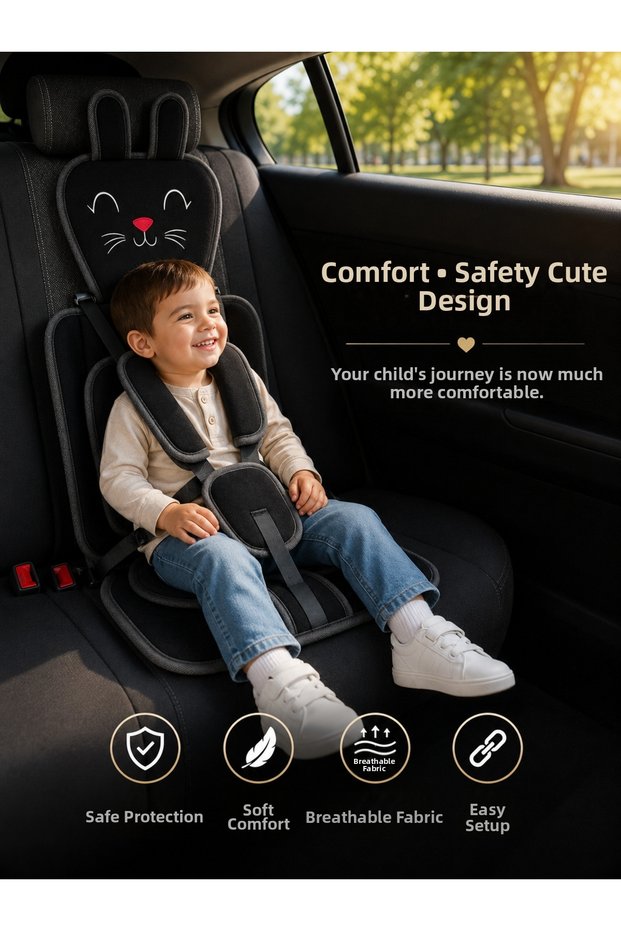 Cozykid Rabbit Baby Child Car Seat Support Cushion with Safety Belt