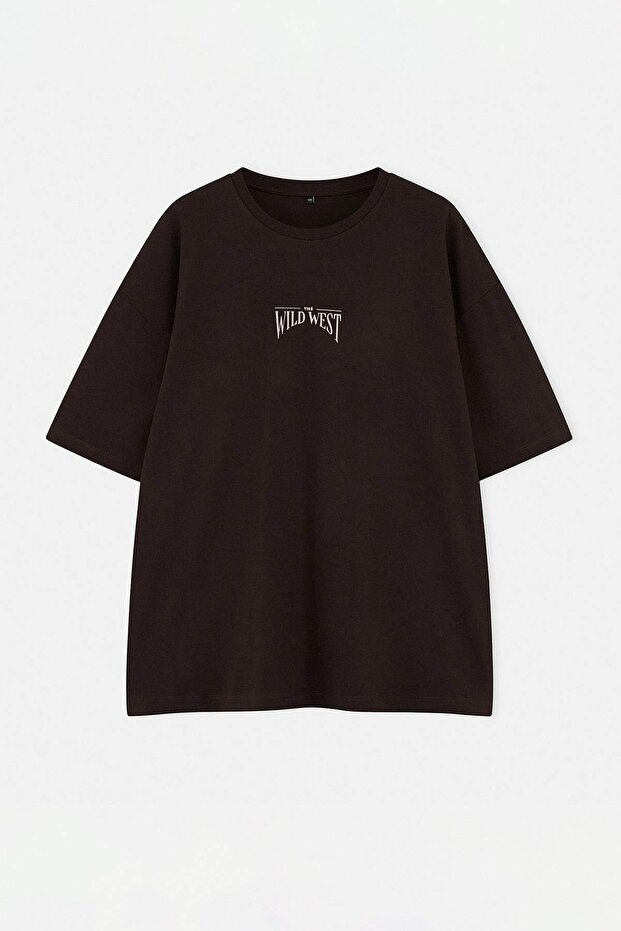 Büyük Beden Kahverengi Oversize/Geniş Kesim %100 Pamuklu T-Shirt TMNSS25BF00008 - 7