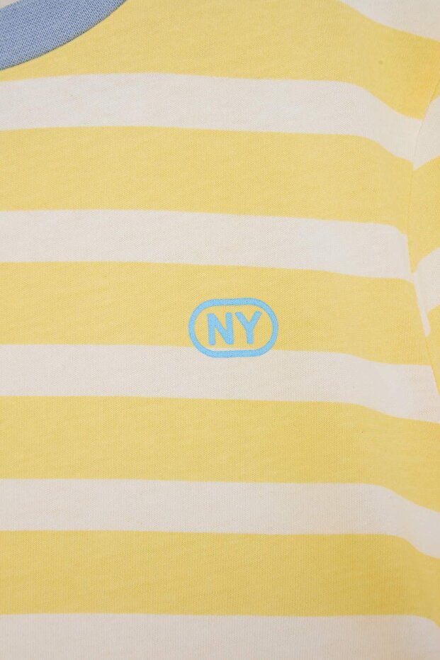 Indigo Çizgili Örme T-Shirt TKDSS25TS00037 - 5