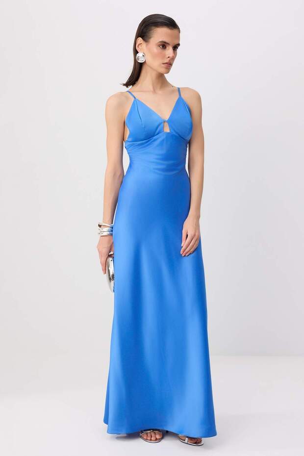 Mavi Slip Maxi Abiye & Mezuniyet Elbisesi TPRSS26AE00083