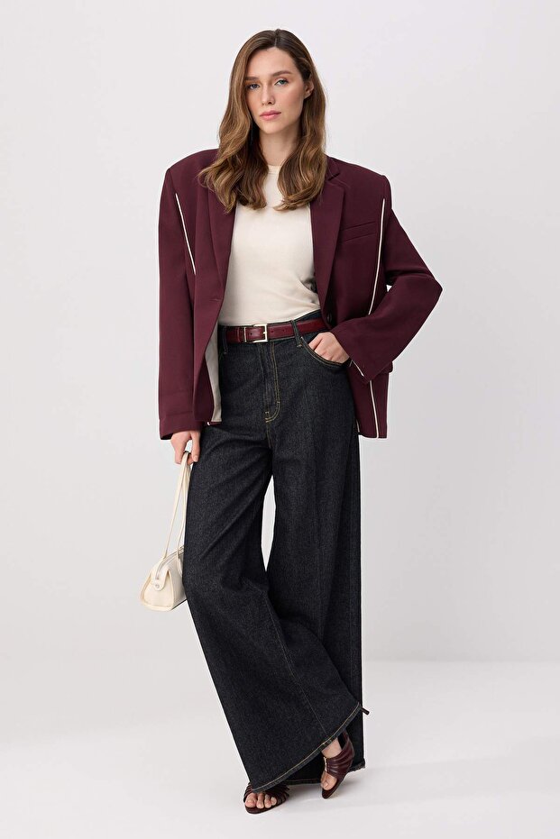 Mürdüm Ekstra Oversize Biyeli Blazer Ceket TWOSS26BC00058 - 1
