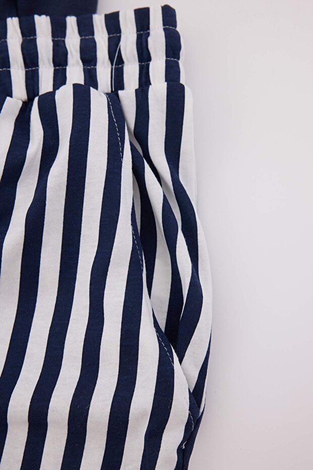 Lacivert Regular Çizgili Homewear Büyük Beden Pijama Takımı TMNSS26AI00020 - 3