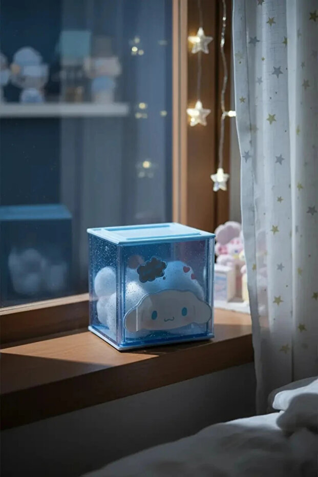 Sanrio Licensed Cinnamoroll Acrylic Storage Box – Night Theme Transparent Organizer 10 cm