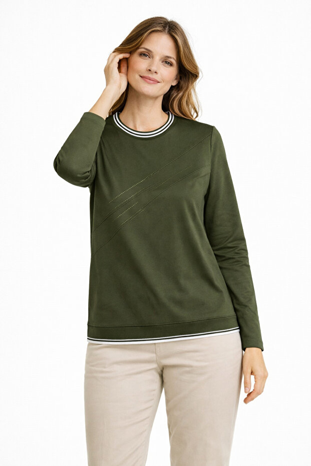 Women's Patterned Combed Cotton Blouse for Middle Ages and Above 30577