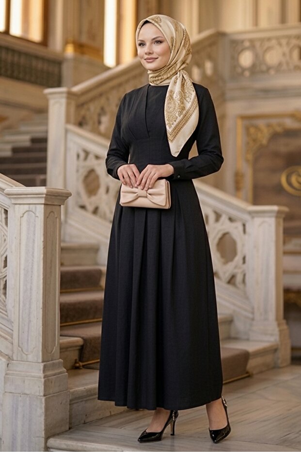Bat Sleeve Modal Dress 1700 - Black