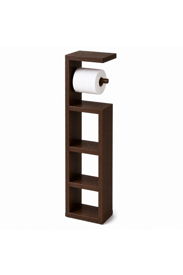 Wooden Toilet Paper Holder with 3 Shelves – Pinterest Design, Ready to Assemble, Bathroom Organizer, Invisible Screw, 60×17 cm