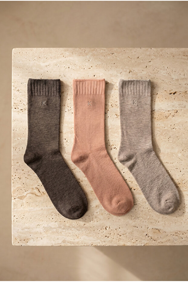 Pack of 3 Melissa Modal Women's Socks Anthracite - Rose Pink - Gray Melange