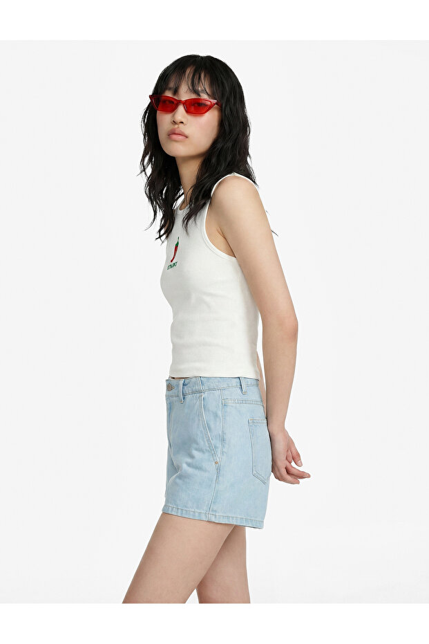 Cotton Low Waist Chino Pocketed Comfortable Fit Mini Denim Shorts