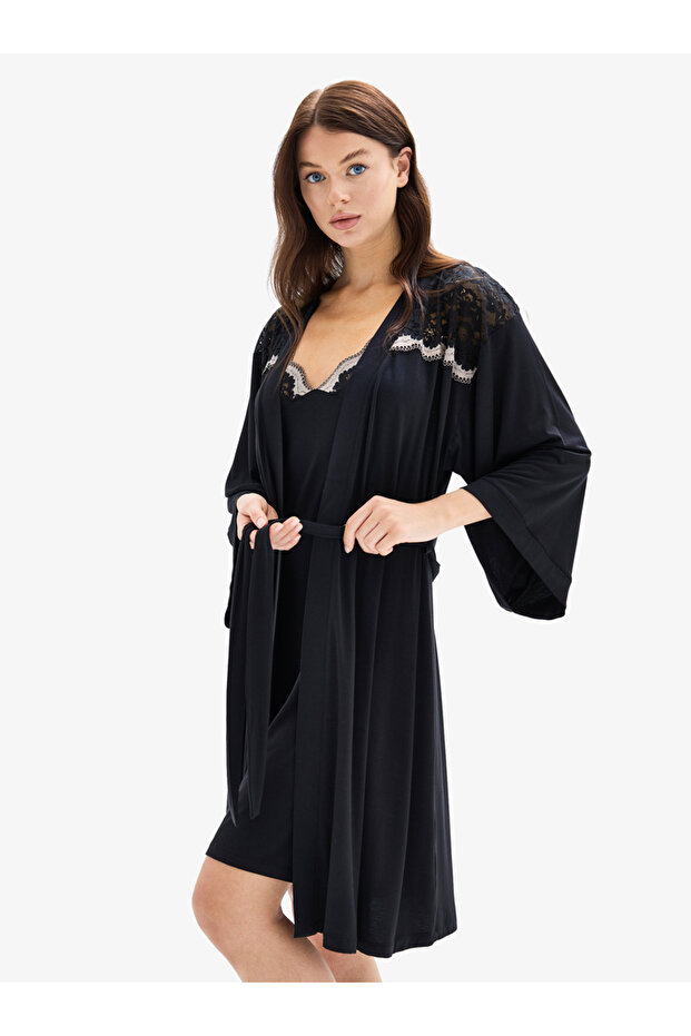 Women's Dressing Gown 52000 - Black