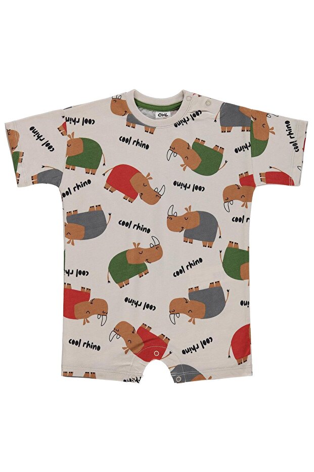 Cool Rhino Printed 6-18 Months Jumpsuit - Beige 18-24 Months