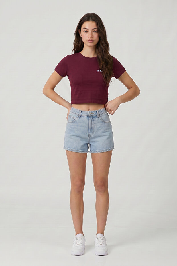 Women's Floral Printed Crop T-Shirt Slim Fit Cotton