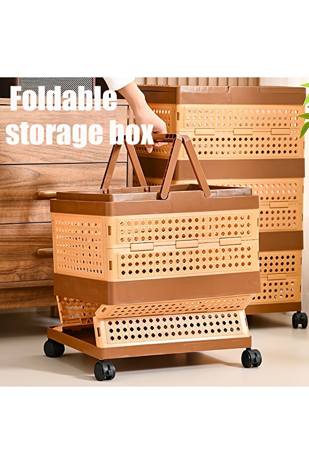 Foldable Storage Basket With Wheels - 3
