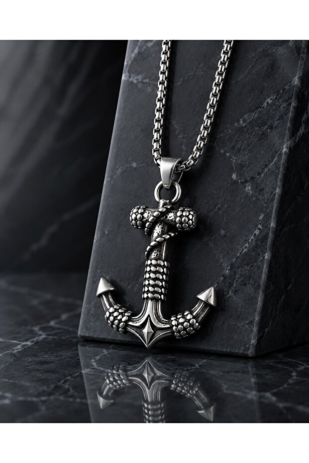 Gift for Lover Sailor Style Men's Steel Anchor Necklace