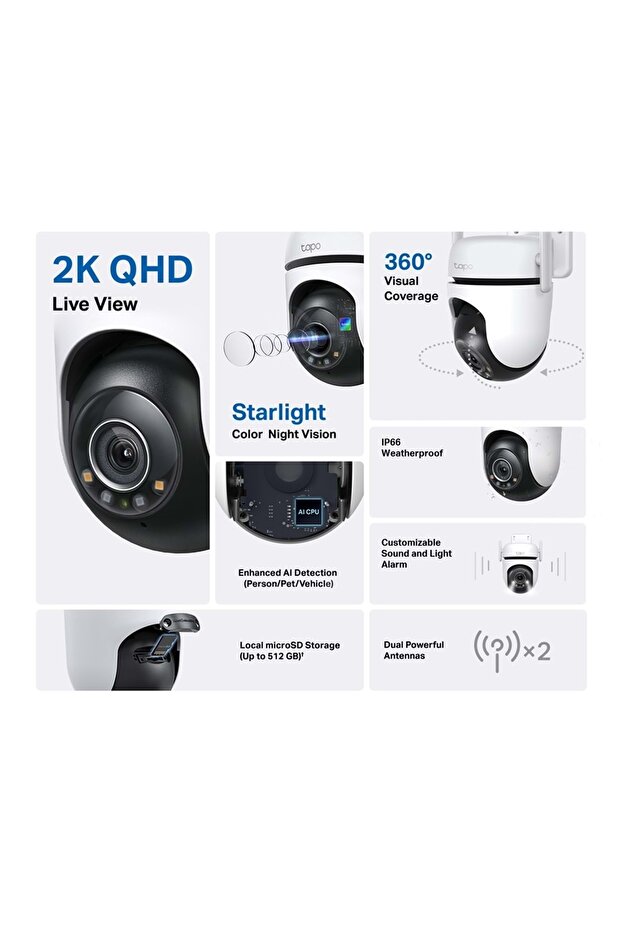 Tapo C520WS 2K QHD Gece Görüşlü 512GB Micro SD Destekli Wi-Fi Kamera - 3