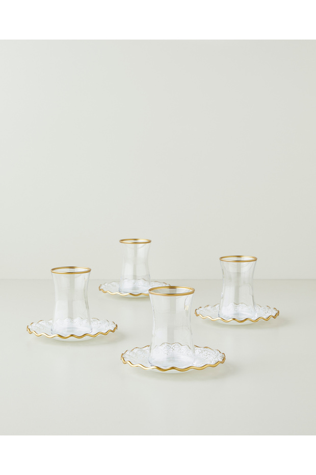 Laccy Orange 8 Piece Tea Set for 4 People 170 ml Gold