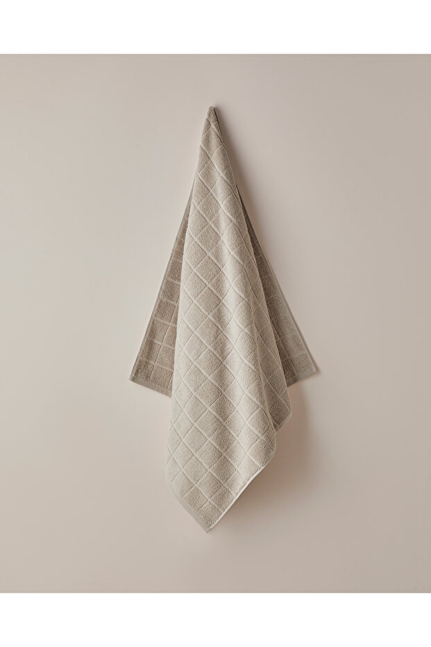 Chequer Cotton Bath Towel 80X150 cm Beige