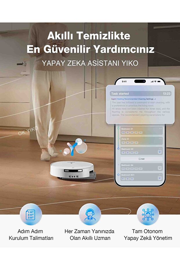 DEEBOT T90 PRO Omni Ses Kontrollü Robot Süpürge ve Paspas, 30.000 Pa Emiş Gücü - 7