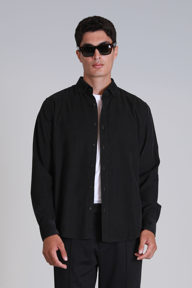 Water Erkek Basic Gömlek Slim Fit Antrasit - 3