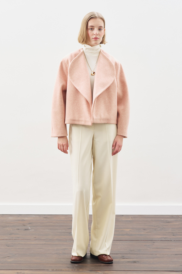 WOOL-BASED SHORT JACKET PEACH - 4