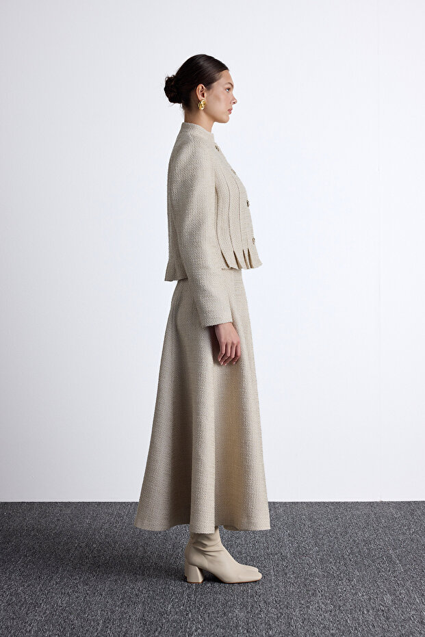 TEXTURED BUTTONED JACKET BEIGE - 6