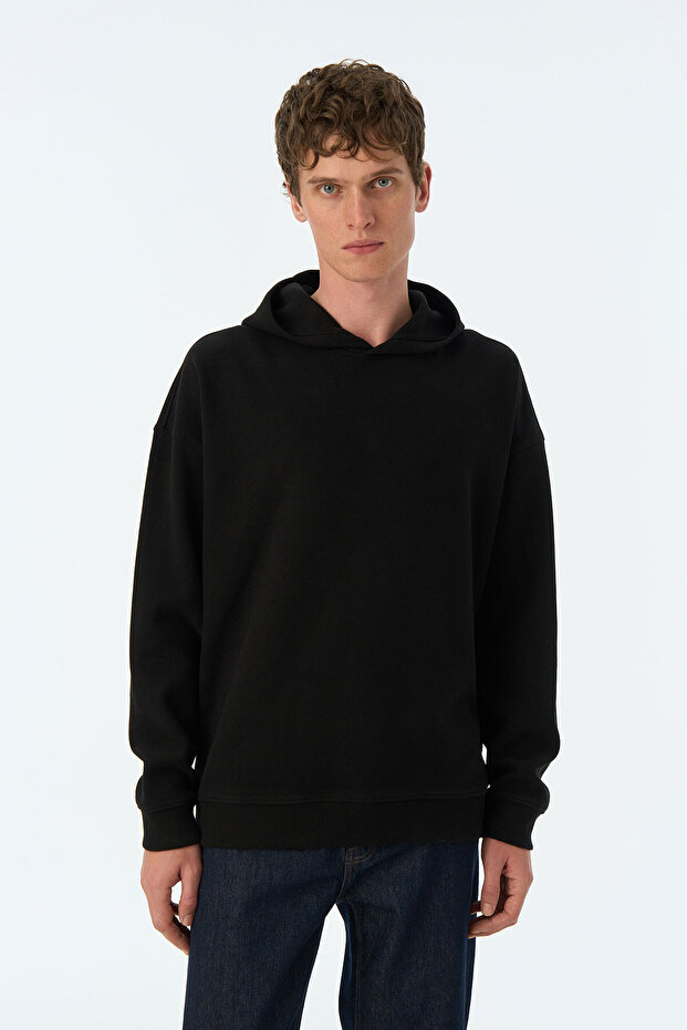Basic Super Soft Hoodie - Siyah - 4