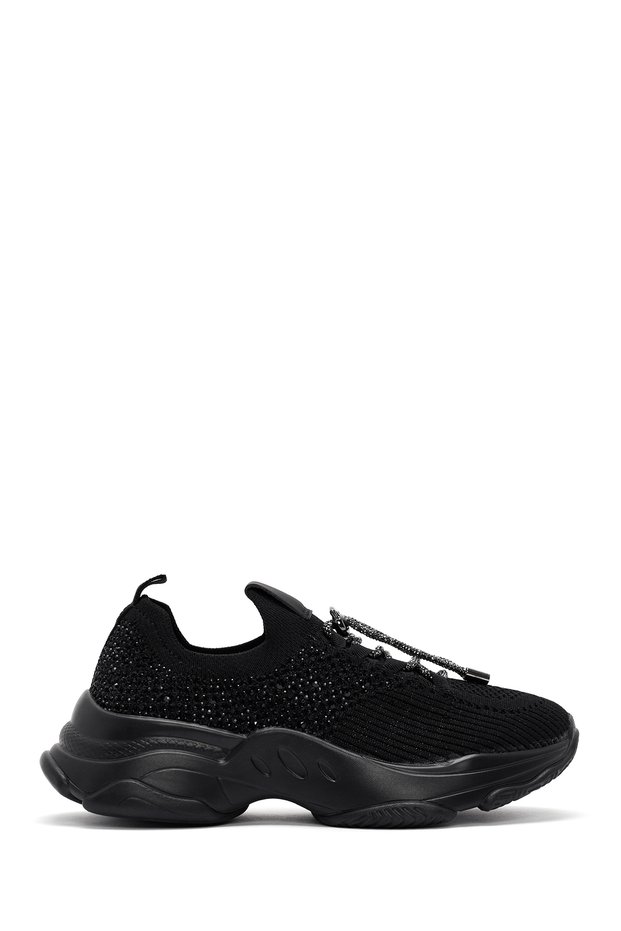 Genuine Zero Women's Black Lace-Up Stone Detailed Fabric Sneaker, Winter Sports Shoes 25Afd43026F