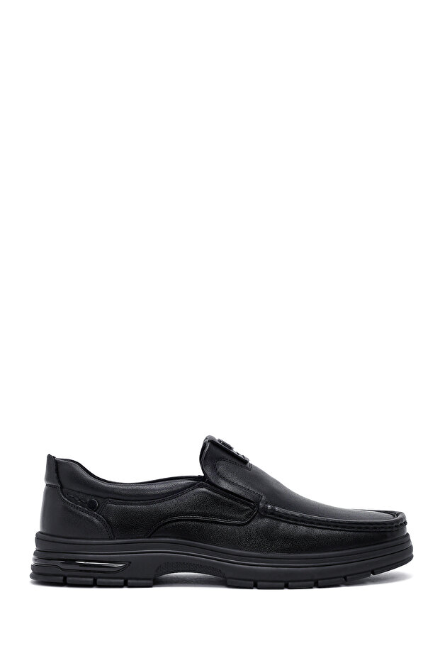 Men's Black Genuine Leather Casual Loafer, Winter Shoes 25Wfd695618