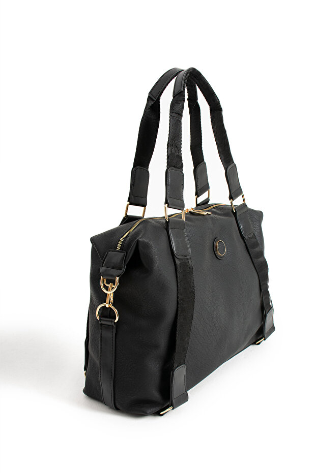 Black Women's Multi-Compartment Adjustable Cross Strap Hand and Shoulder Bag