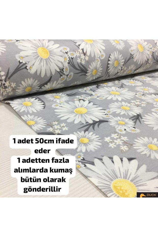 Duck Fabric Has Stain and Water Repellent Properties (Grey Daisy 50 X 180)