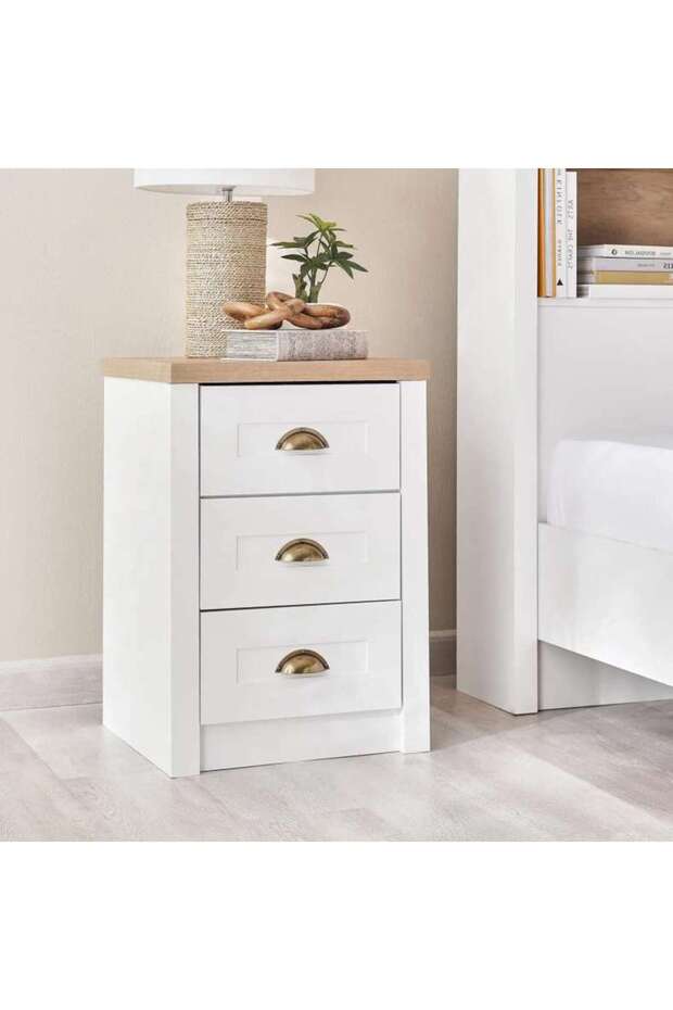 Almada Nightstand With 3 Drawer - White