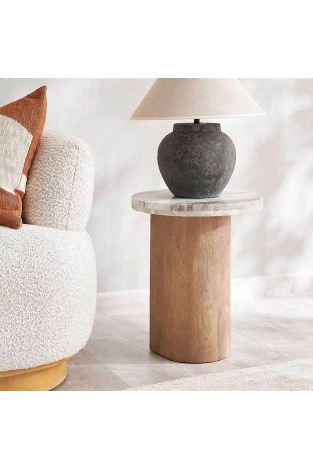 Hayden End Table Marble - Beige Brown