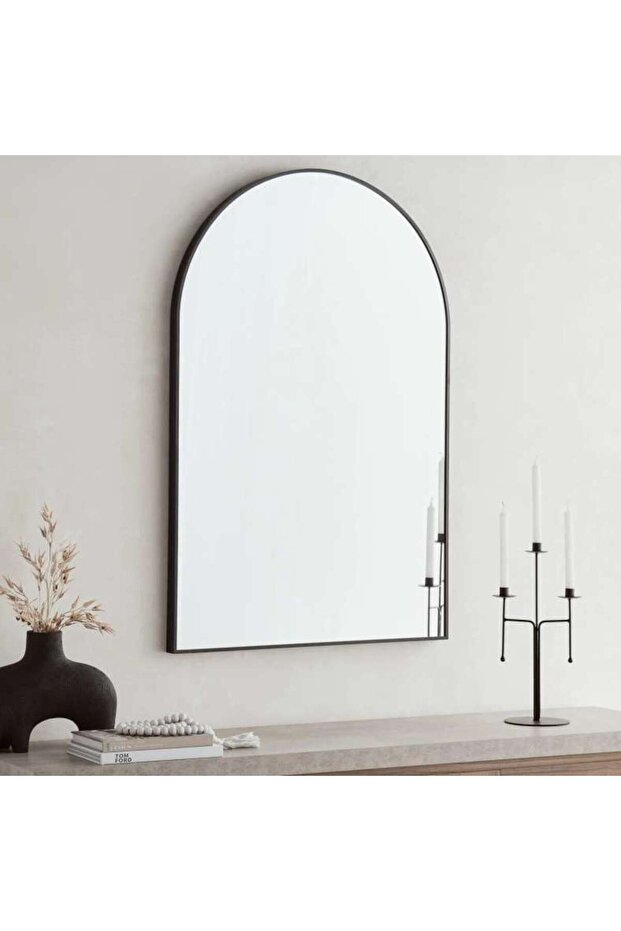 Stanley Metal Arch Wall Mirror 80x120cm - Black