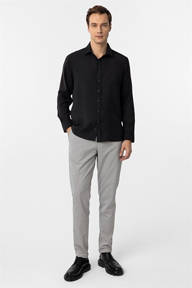 Angular Cuff Slim Plain Shirt - 5
