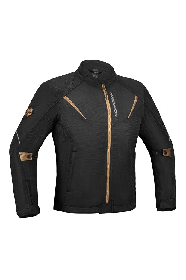 Motorcycle Coat Summer Full Protected Mesh Fabric Black Gold Coat