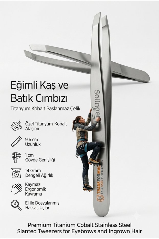 Titanium Cobalt Slanted Tweezers - Single Tweezers for Eyebrow, Ingrown, and Facial Hair Removal - Ergonomic Tweezers for Removing Short and Fine Hairs Without Damaging Them Solingen Professional 721245