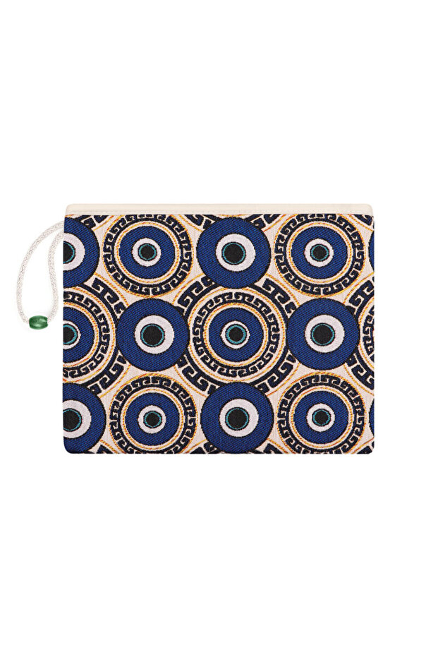 Evil Eye Bead Pattern Tapestry Handbag - 1