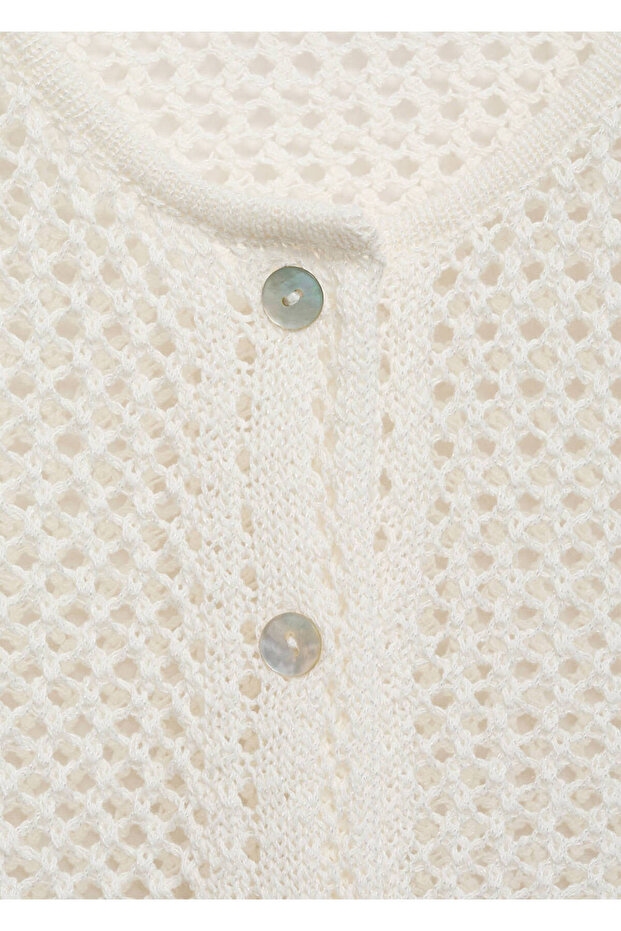 Geknöpfte Häkelstrickjacke - 7