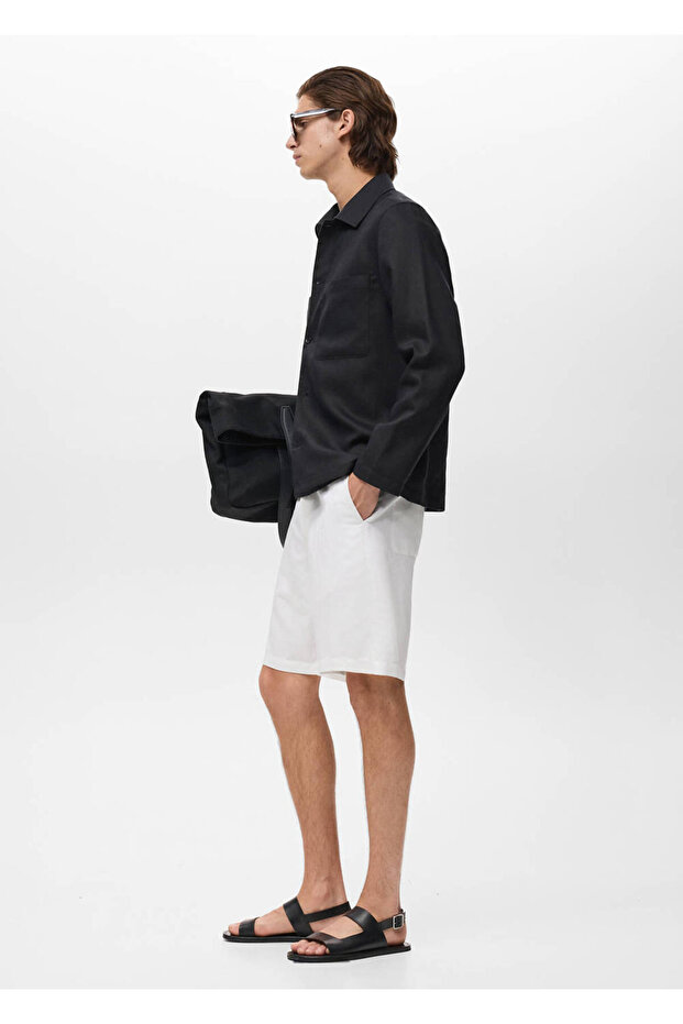Bermudashorts aus Leinenmischung mit elastischem Bund - 7