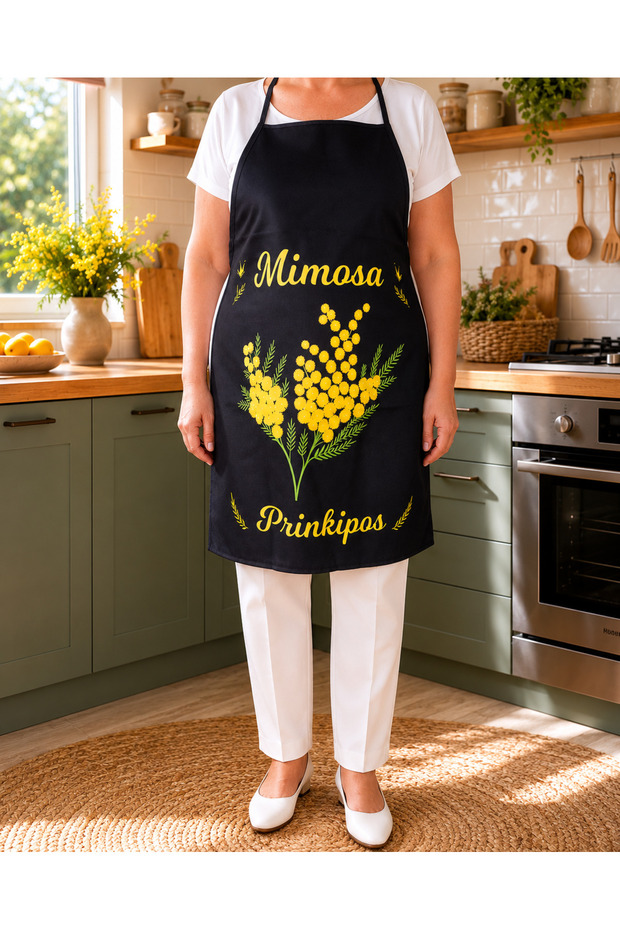 Kitchen Apron with Mimosa Pattern