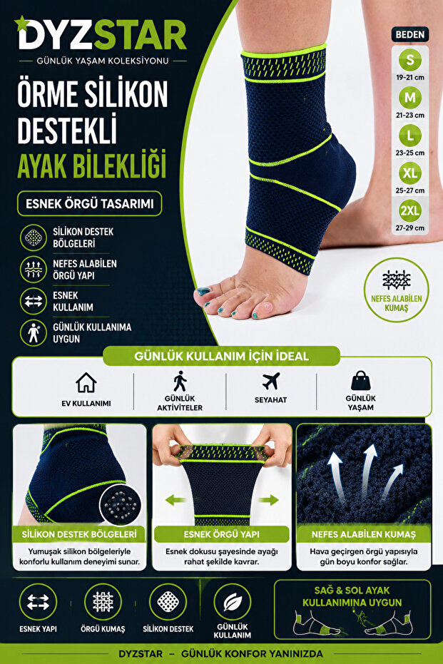 Knitted Silicone Support Ankle Brace Breathable Flexible Mesh Fabric S-M-L-Xl-2Xl