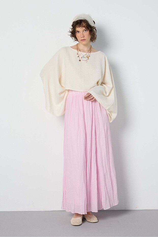 Yues Vual Fringed Skirt Pink 29062