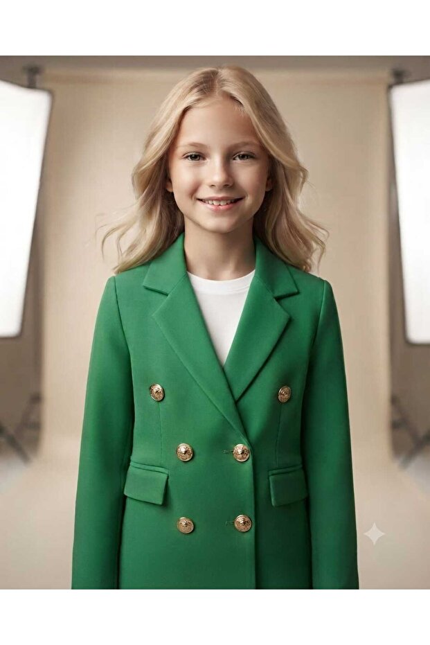 Mother Daughter Gold Buttoned Blazer Jacket
