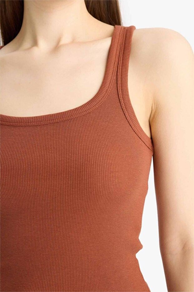 Slim Fit Basic Plain Round Neck Ribbed Camisole Undershirt E5539Ax25Sm - 5